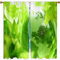 Glass Globe In Leaves Window Curtains 56098639