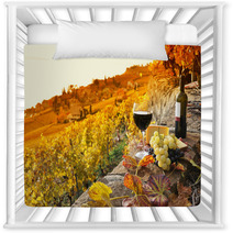 Glass Of Red Wine On The Terrace Vineyard In Lavaux Region, Swit Nursery Decor 50713543