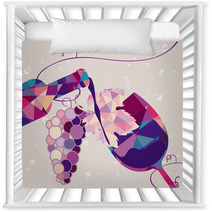Glass Of Red Wine With Grape Made Of Triangles Nursery Decor 66582974