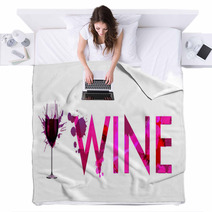 Glass Of Wine Made Of Colorful Splashes Blankets 54671050