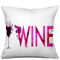Glass Of Wine Made Of Colorful Splashes Pillows 54671050