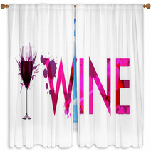 Glass Of Wine Made Of Colorful Splashes Window Curtains 54671050