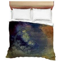 Glass Yin Yang Symbol On Abstract Background Bedding 45907441