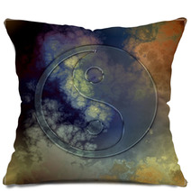 Glass Yin Yang Symbol On Abstract Background Pillows 45907441