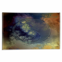 Glass Yin Yang Symbol On Abstract Background Rugs 45907441