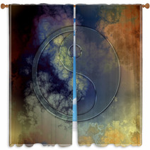Glass Yin Yang Symbol On Abstract Background Window Curtains 45907441