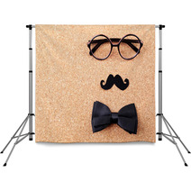 Glasses, Mustache And Bow Tie Forming Man Face Backdrops 68471102