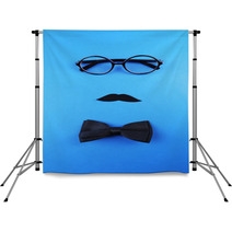 Glasses, Mustache And Bow Tie Forming Man Face Backdrops 68471125