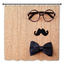 Glasses, Mustache And Bow Tie Forming Man Face Bath Decor 68471102