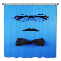 Glasses, Mustache And Bow Tie Forming Man Face Bath Decor 68471125