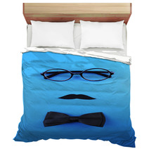 Glasses, Mustache And Bow Tie Forming Man Face Bedding 68471125