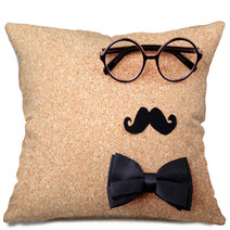 Glasses, Mustache And Bow Tie Forming Man Face Pillows 68471102