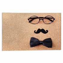 Glasses, Mustache And Bow Tie Forming Man Face Rugs 68471102