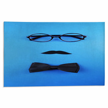 Glasses, Mustache And Bow Tie Forming Man Face Rugs 68471125