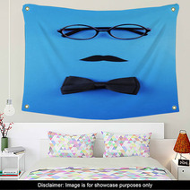 Glasses, Mustache And Bow Tie Forming Man Face Wall Art 68471125