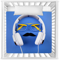 Glasses, Mustache And Headphone Forming Man Face Nursery Decor 68471135