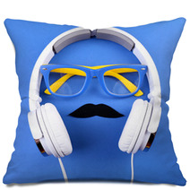 Glasses, Mustache And Headphone Forming Man Face Pillows 68471135