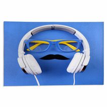 Glasses, Mustache And Headphone Forming Man Face Rugs 68471135