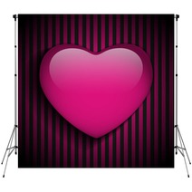 Glossy Emo Heart. Pink And Black Stripes Backdrops 48463884