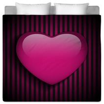 Glossy Emo Heart. Pink And Black Stripes Bedding 48463884
