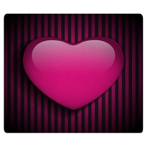 Glossy Emo Heart. Pink And Black Stripes Rugs 48463884