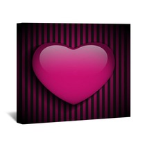 Glossy Emo Heart. Pink And Black Stripes Wall Art 48463884