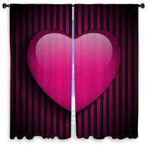 Glossy Emo Heart. Pink And Black Stripes Window Curtains 48463884