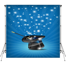 Glossy Magic Hat And Wand In Action - Vector File Backdrops 39658711
