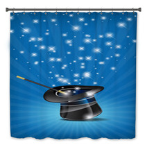 Glossy Magic Hat And Wand In Action - Vector File Bath Decor 39658711