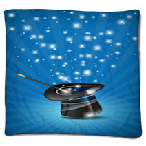 Glossy Magic Hat And Wand In Action - Vector File Blankets 39658711