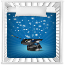 Glossy Magic Hat And Wand In Action - Vector File Nursery Decor 39658711