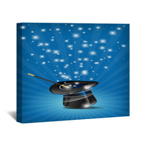 Glossy Magic Hat And Wand In Action - Vector File Wall Art 39658711