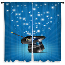 Glossy Magic Hat And Wand In Action - Vector File Window Curtains 39658711