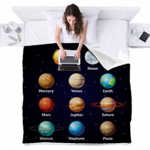 Glossy Planets Vector Set Blankets 58674273