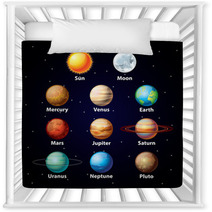 Glossy Planets Vector Set Nursery Decor 58674273