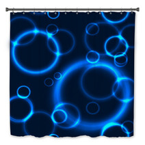 Glowing Blue Circle Bubbles Bath Decor 62455244