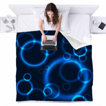 Glowing Blue Circle Bubbles Blankets 62455244