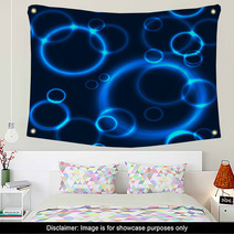 Glowing Blue Circle Bubbles Wall Art 62455244