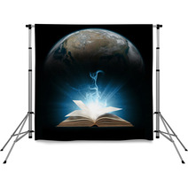 Glowing Book With Earth Backdrops 52622096