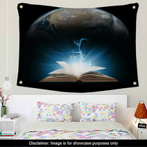 Glowing Book With Earth Wall Art 52622096