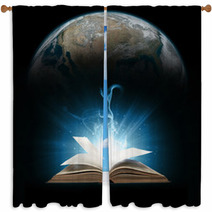 Glowing Book With Earth Window Curtains 52622096
