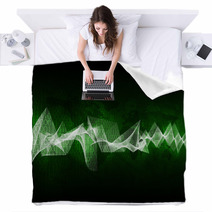 Glowing Figures And Waves Hi tech Background Blankets 65734813