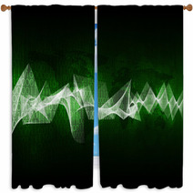 Glowing Figures And Waves Hi tech Background Window Curtains 65734813