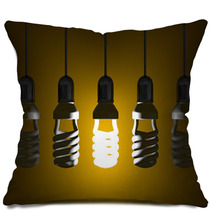 Glowing Spiral Light Bulb Hanging Among Dead Ones Pillows 67587014