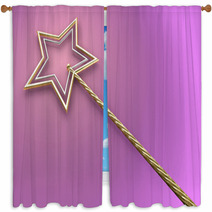 Gold And Silver Magic Wand Window Curtains 67817054
