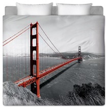 Gold Gate Bridge Golden Gate Bridge Black And White Bedding 82486303