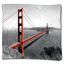 Gold Gate Bridge Golden Gate Bridge Black And White Blankets 82486303