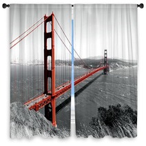 Gold Gate Bridge Golden Gate Bridge Black And White Window Curtains 82486303