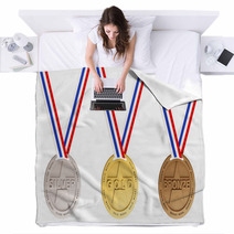 Gold, Silver And Bronze Medals Blankets 41737248