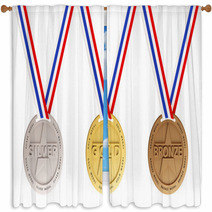 Gold, Silver And Bronze Medals Window Curtains 41737248